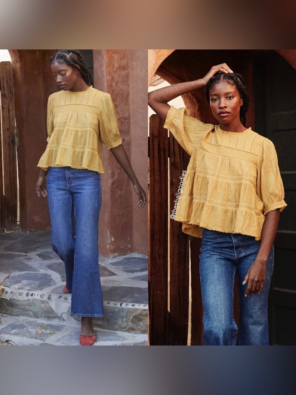 NWT DÔEN Adnet Embroidered Lace Trim Top in Wheat, Size XS